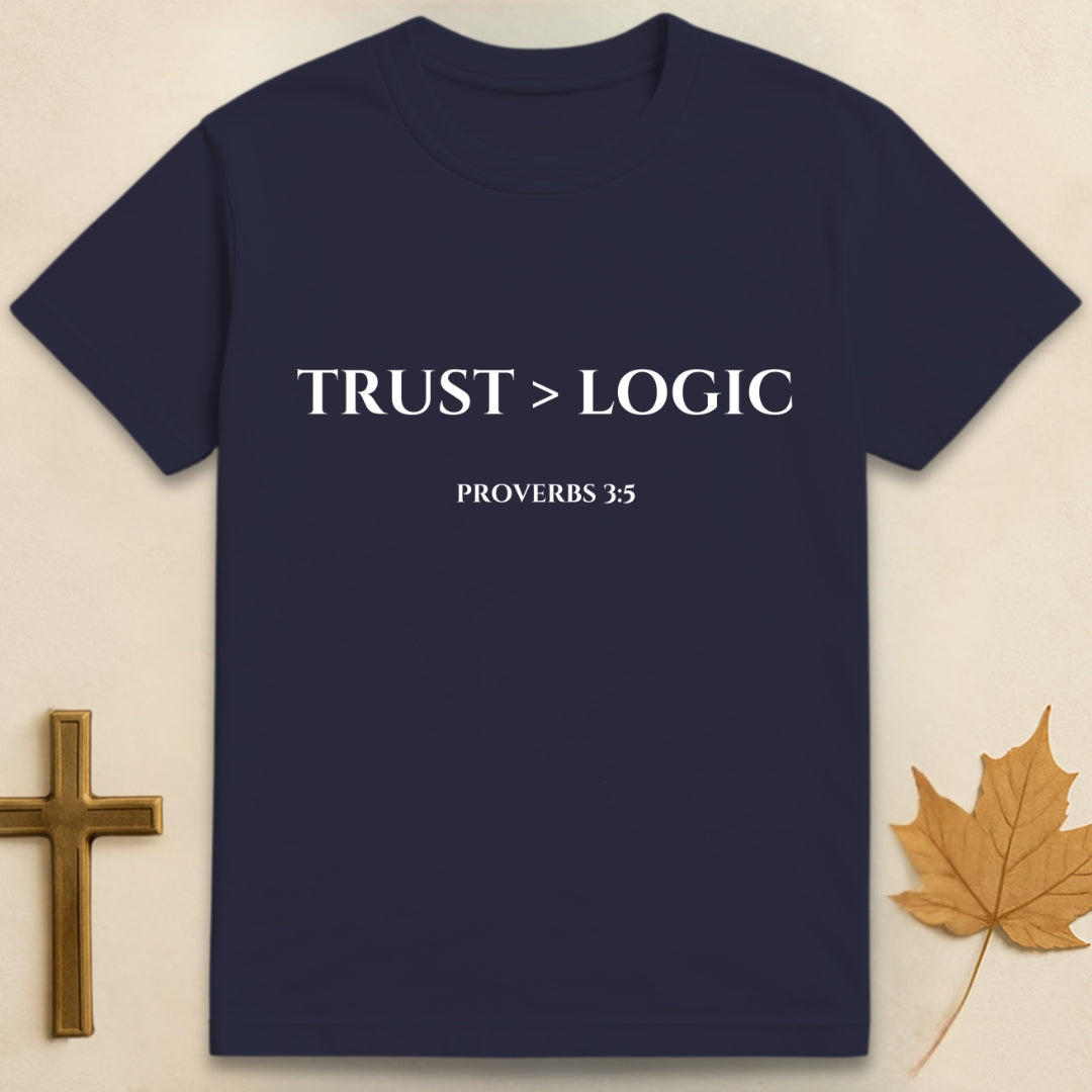 Navy Blue Trust in the Lord T-shirt with Christian verse Proverbs 3:5