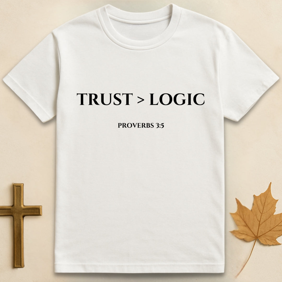 White Trust in the Lord T-shirt with Christian verse Proverbs 3:5